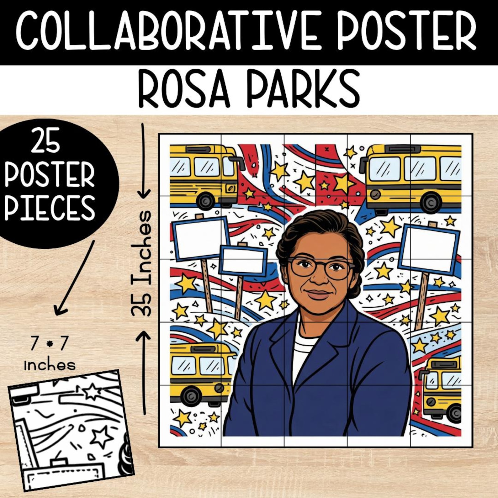 Rosa Parks Collaborative Poster Coloring Activity | Black History Month ...