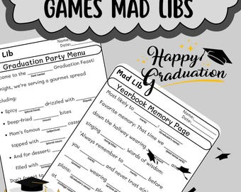 Spaß-Abschluss-Party-Spiele Mad lib | Drucksachen | Digitaldrucke