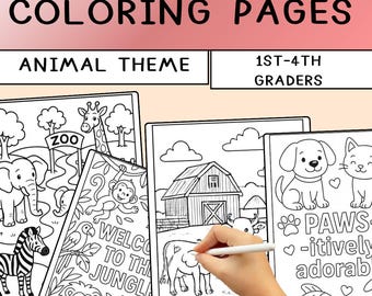 animal theme | coloring pages | printables| digital prints