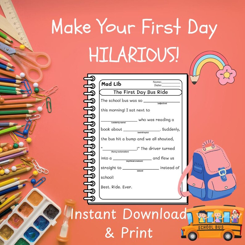 Back to School Mad Libs – Printable Icebreaker Game (PDF) - Etsy