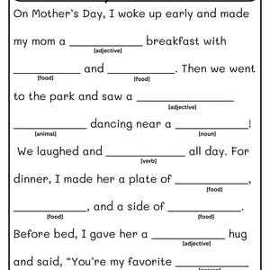 Mother&#39;s Day Mad Libs