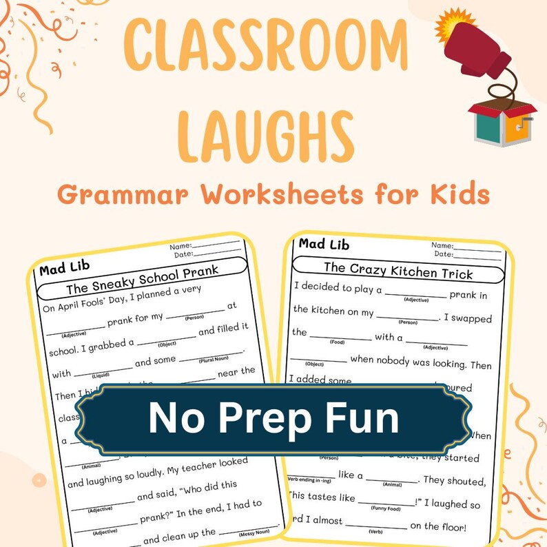 April Fools Mad Libs | Printables | No Prep Worksheets - Etsy