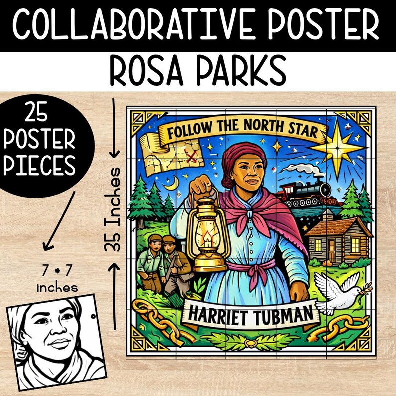 Harriet Tubman Collaborative Coloring Poster | Black History Month ...