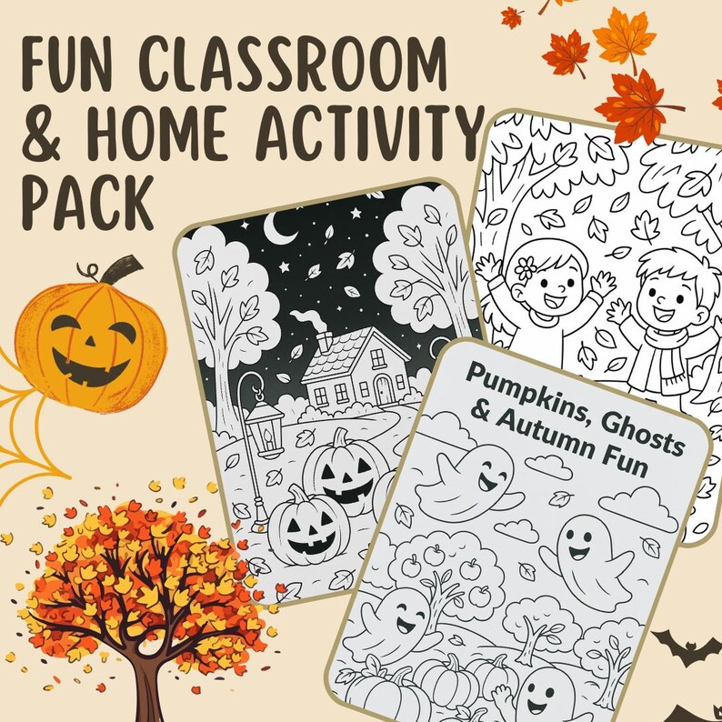 Fall & Halloween Coloring Pages for Kids | Fun Autumn and Spooky ...