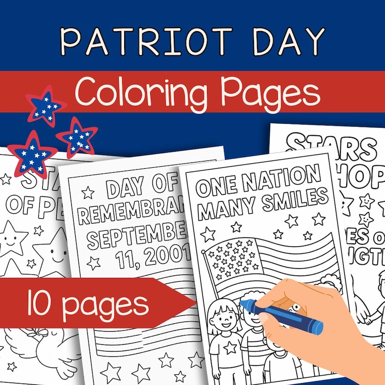Patriot Day Coloring Pages: 9/11 Remembrance, USA Flag (PDF Download A4 ...