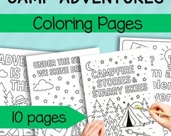 Camping Malbücher: 10 Outdoor Abenteuer A4 Seiten (PDF Download)