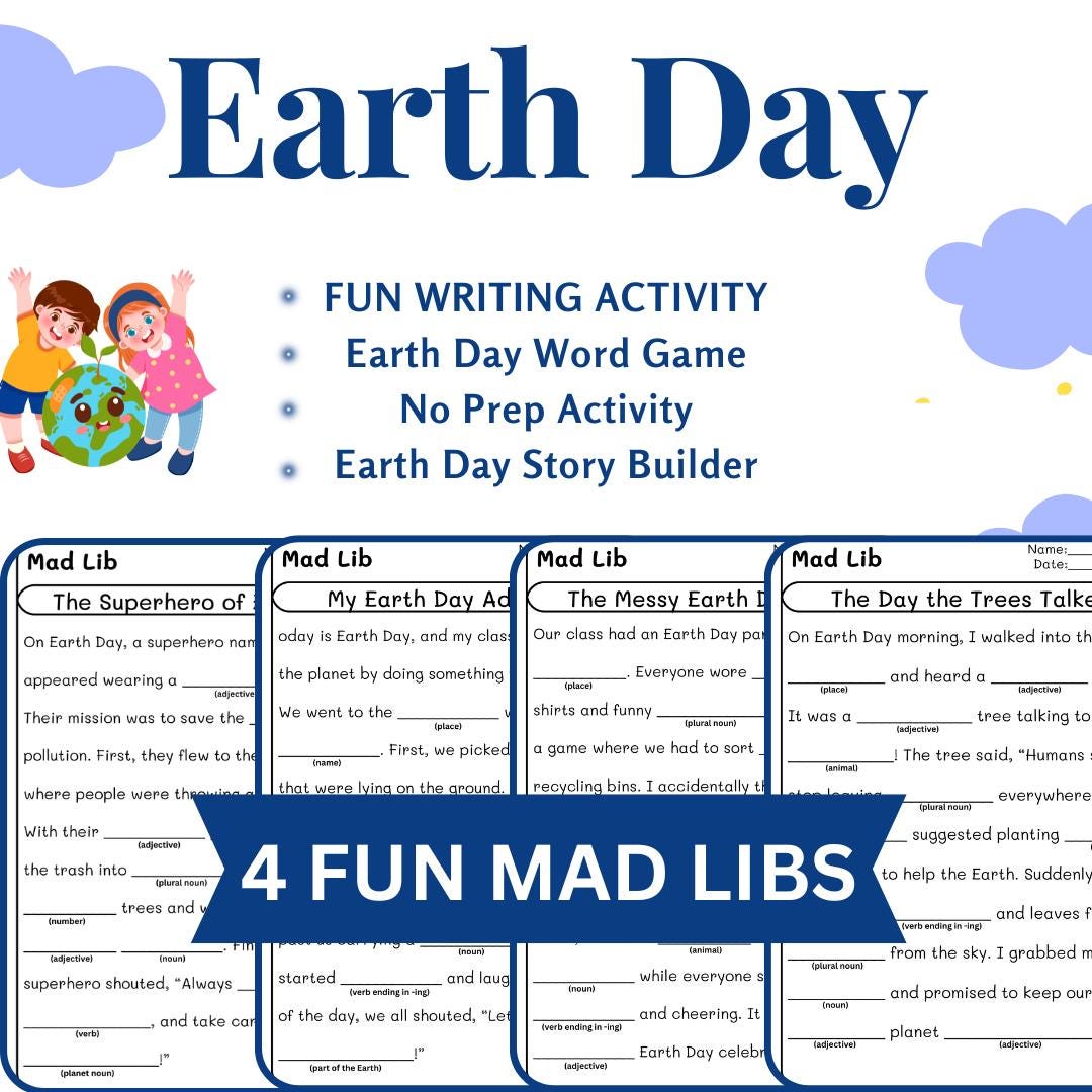 Earth Day Mad Libs | Printables | No Prep Word Game | Grades 2-5 - Etsy
