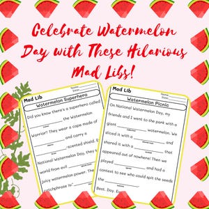 National Watermelon Day Mad Libs for Kids – Fun Printable Activity ...
