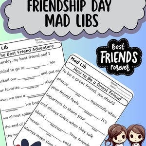Happy  Friendship Day Mad libs | Friends Fun | Printables | digital prints