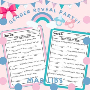Gender Reveal Mad Libs: Funny Baby Shower Game (Instant Download PDF)