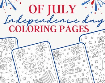 4th of July Coloring Pages for Kids – Patriotic Printable Activity, Independence Day Craft PDF