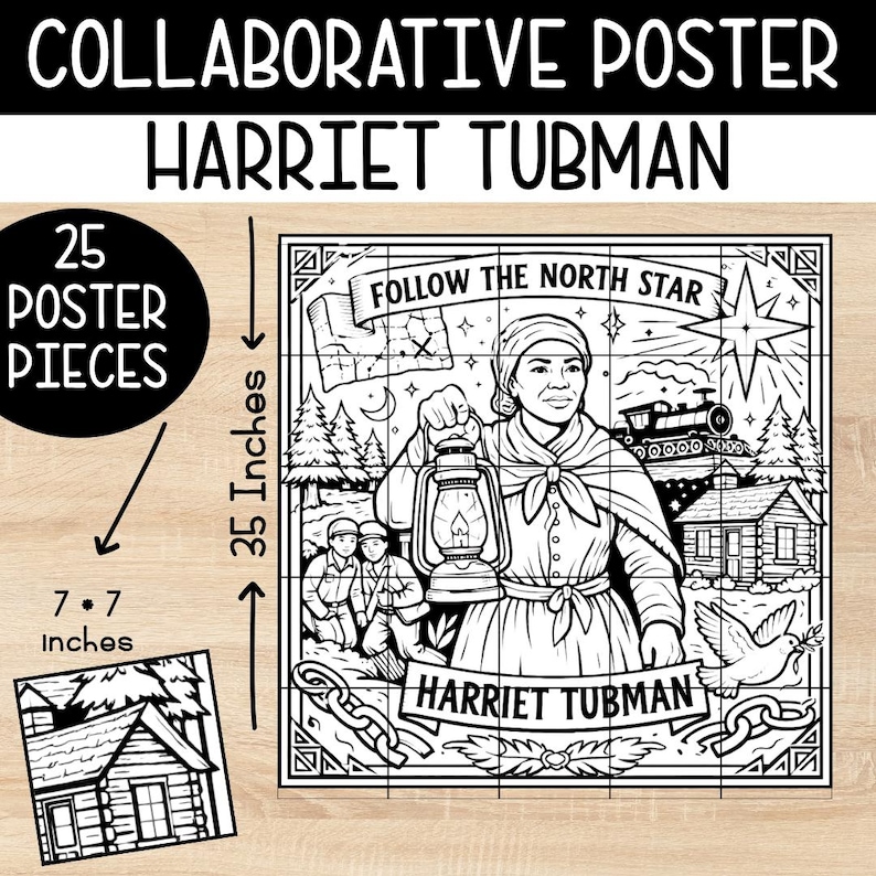 Harriet Tubman Collaborative Coloring Poster | Black History Month ...