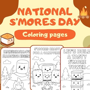 S’mores Day Fun - Printable Coloring Pages for Kids - Sweet Campfire Activities - Instant Download