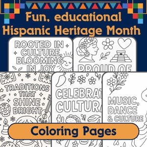 Hispanic Heritage Month Coloring Pages | Latin Culture Printable Activities for Kids | Classroom & Homeschool Art