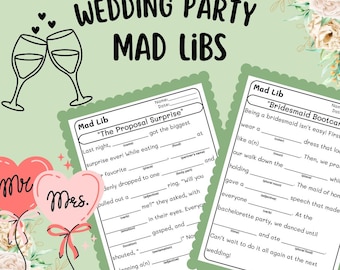 Funny Wedding Mad Libs Game - Printable for Bridal Showers & Reception Parties