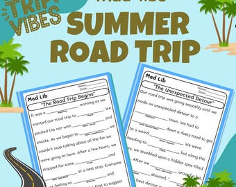 Summer Mad Libs Printable Page for Kids, Summer Road Trip Family ...