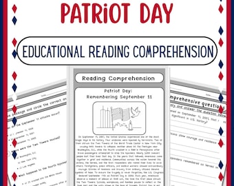 Patriot Day Reading Comprehension Worksheet | 9/11 September 11 Passage with Questions | Bilingual Literacy Activity
