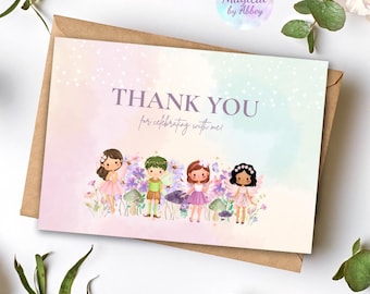 Fairy Thank You Card, Editable Canva Template, Magical Birthday Party Printable