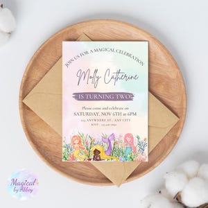 Mermaid Birthday Invitation, Magical Mermaid Party Invite, Editable Canva Template, Printable Girl’s Birthday Invitation