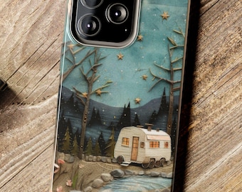 Camper Phone Case - Starry Night Camping Scene, Outdoor Lover Gift, Camping Accessories, iPhone, Samsung