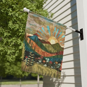 Sunrise Mountain Meadow Garden Flag | House Banner Two Sizes image 8