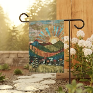 Sunrise Mountain Meadow Garden Flag | House Banner Two Sizes image 4