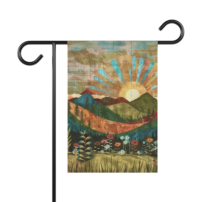 Sunrise Mountain Meadow Garden Flag | House Banner Two Sizes image 2