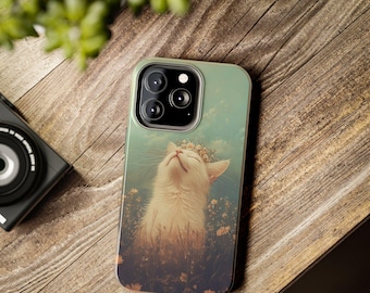 Funda resistente para teléfono con diseño de gato floral, regalos para amantes de los gatos