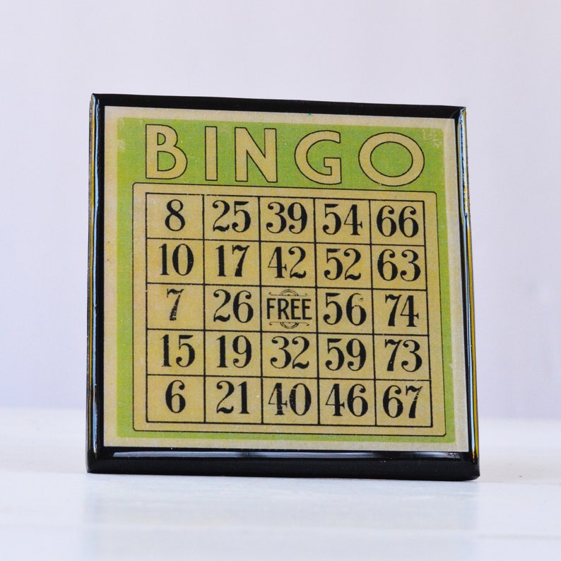 Bingo Game Card Drink Coaster Set Colorful Wood and Resin Coasters Set of Six Game Room Decor Game Night Hostess Gift Idea image 6