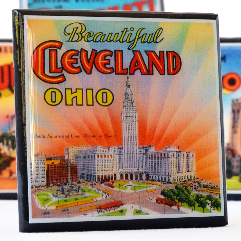 State of Ohio Drink Coaster Set Cleveland Columbus Toledo Cincinnati Ohio Decor image 5