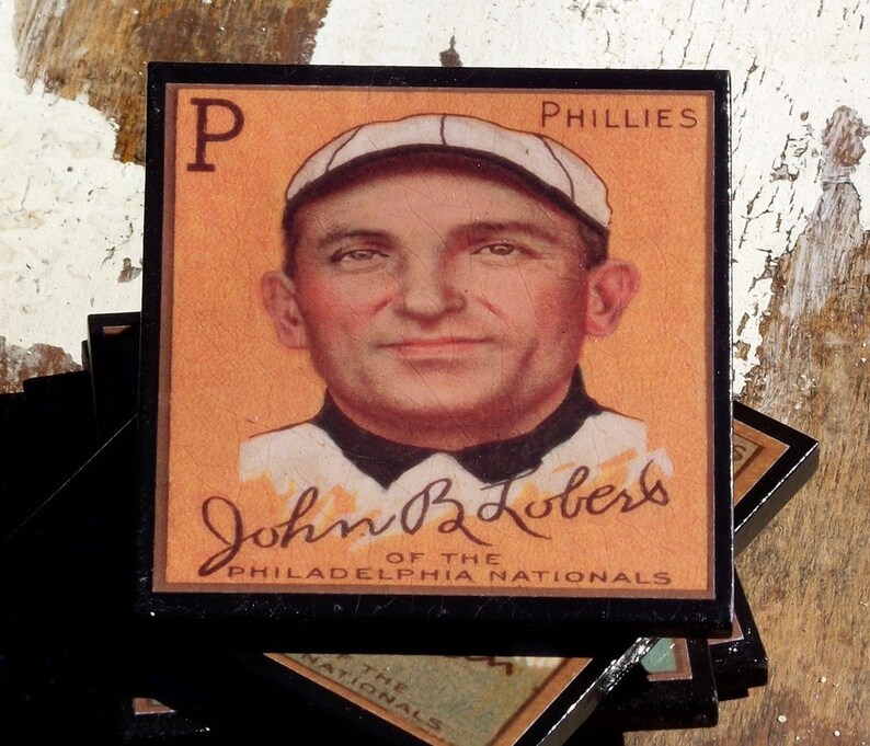 Philadelphia Phillies Coaster Set Baseball Card Coasters Man Etsy