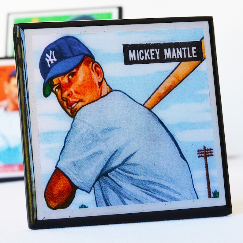 New York Yankees Baseball Card Drink Coaster Set Etsy
