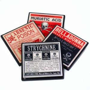 Poison Label Coaster Set Halloween Decor