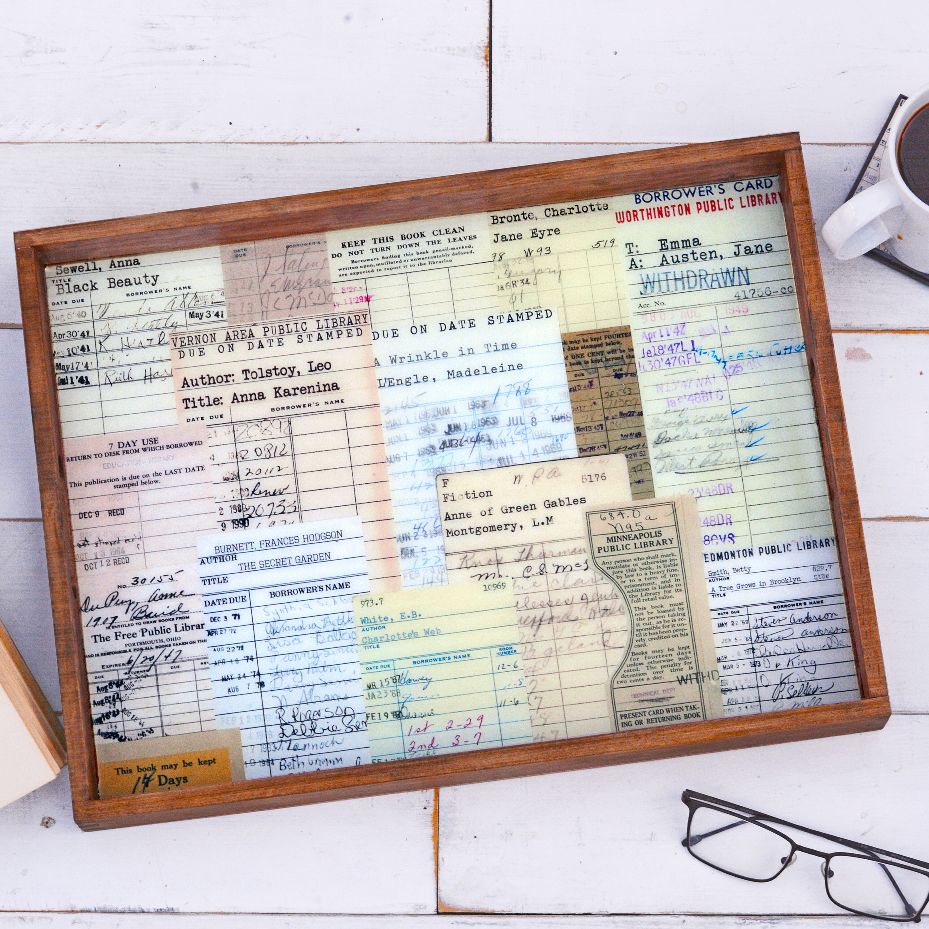 Library Due Date Card Serving Tray Gift for Readers