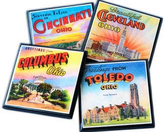 Posavasos del estado de Ohio, Cleveland, Columbus, Toledo, Cincinnati, Ohio, decoración