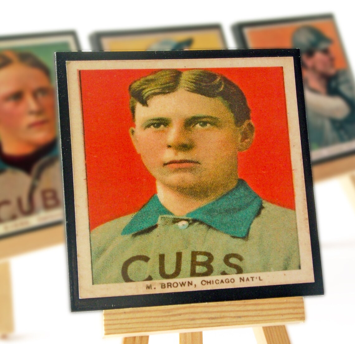 Chicago Cubs Baseball Card Coaster Set Father's Day Gift Etsy