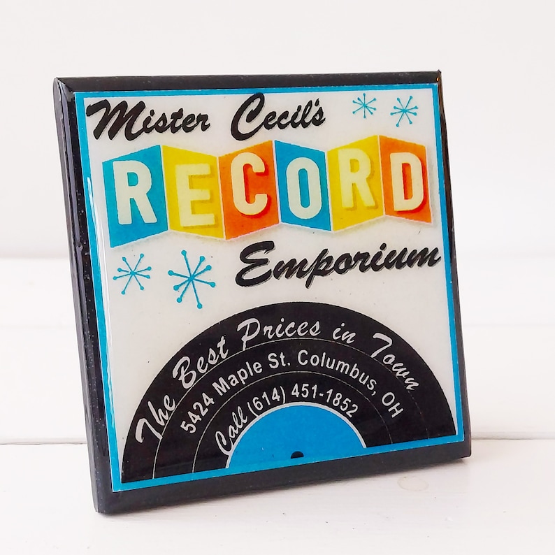 Vintage Record Store Drink Coaster Set Classic Record Shop Decor Vinyl Music Lover Gift image 3