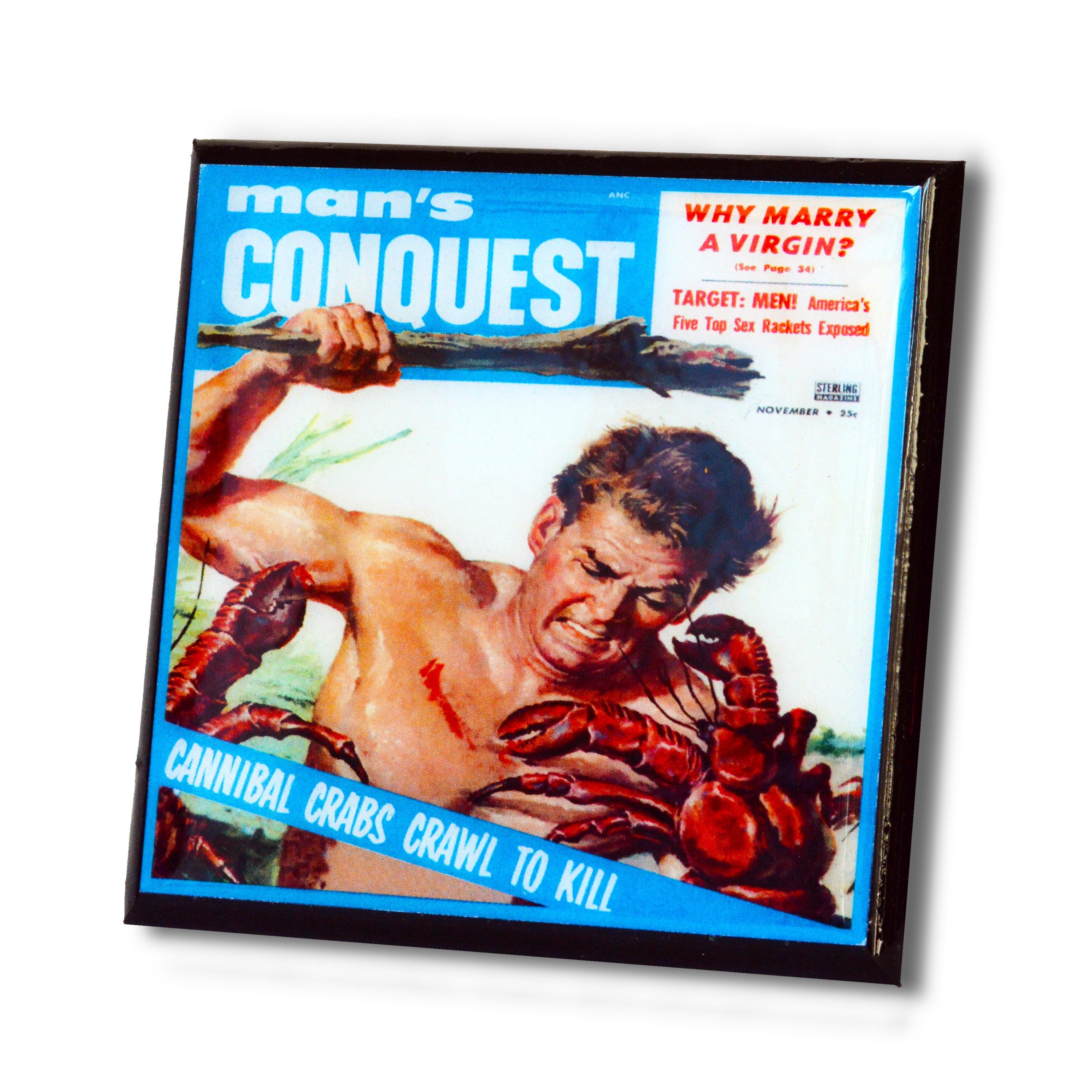 Pulp Art Coaster Set Funny Mens Magazine Cover Graphic Wood and  