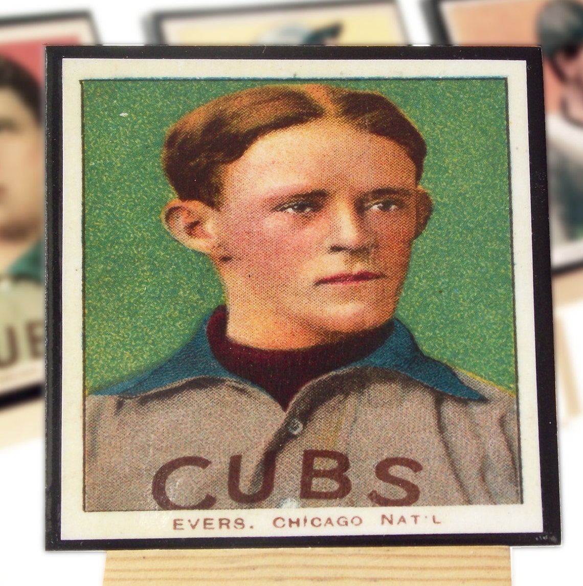 Chicago Cubs Baseball Card Coaster Set Father's Day Gift Etsy