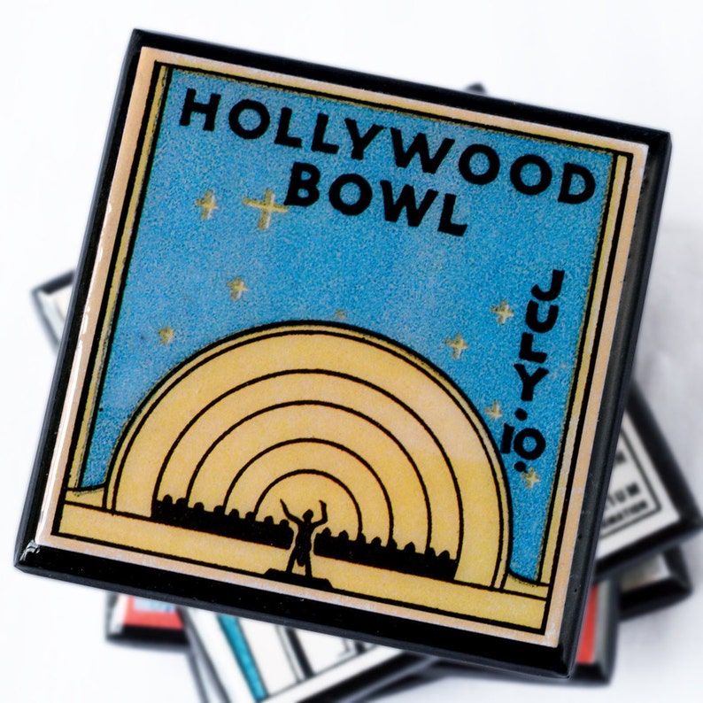 Los Angeles Coasters, California Decor, Wood Drink Coaster Set, Retro LA Decor, Los Angeles Art, Old Hollywood, housewarming gift, set of 4 image 4