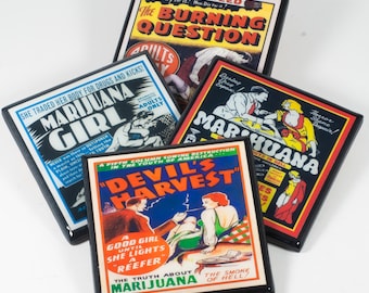 Posavasos vintage "Reefer Madness": arte divertido de propaganda antidrogas