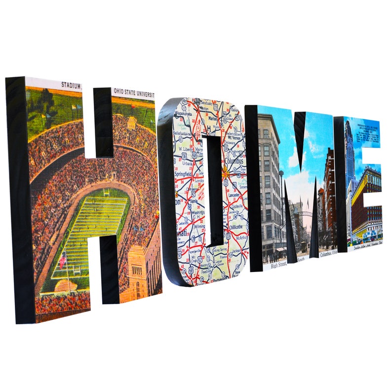 HOME Sign Columbus Ohio Wooden Letter Signs Home Decor | Etsy