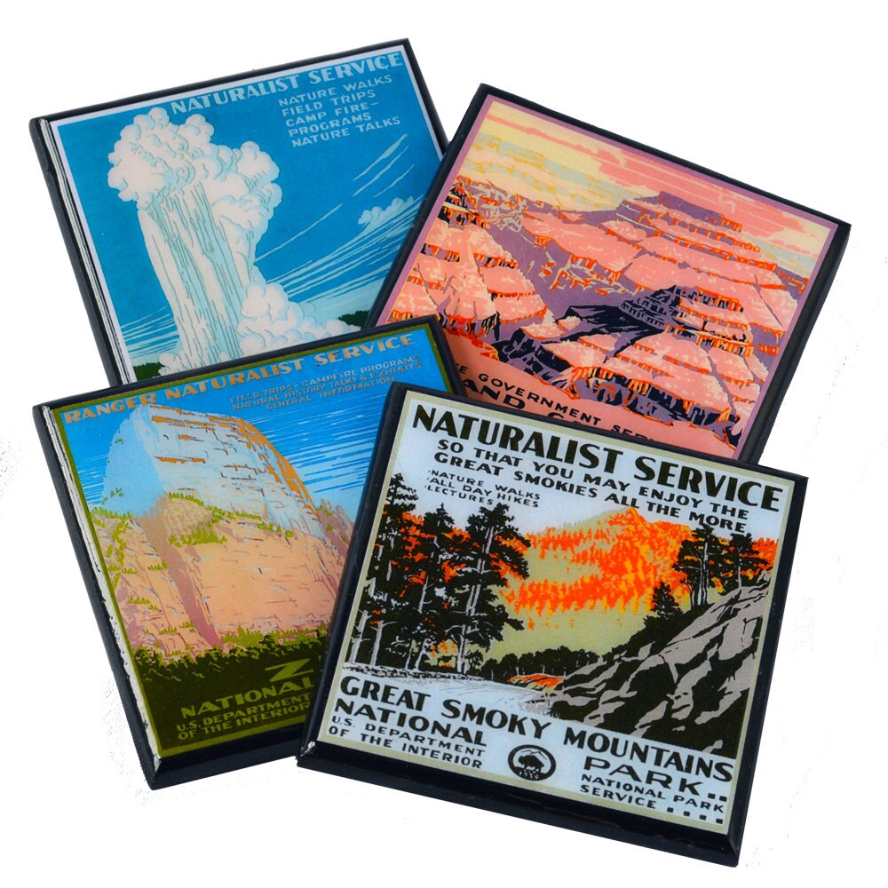 National Park drink coaster set, WPA coasters, grand canyon, Yellowst…