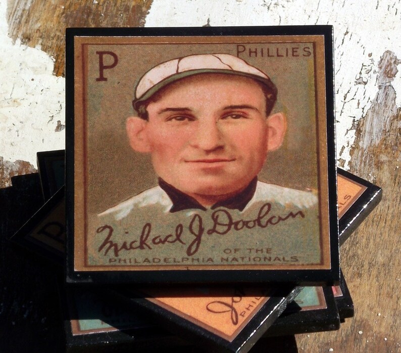 Philadelphia Phillies Coaster Set Baseball Card Coasters Man Etsy