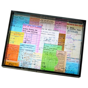 Plateau de service pour cartes de date d'échéance pour bibliothèque, plateau en bois, cadeaux pour les lecteurs et les clubs de lecture, décoration littéraire, cadeau pour enseignant