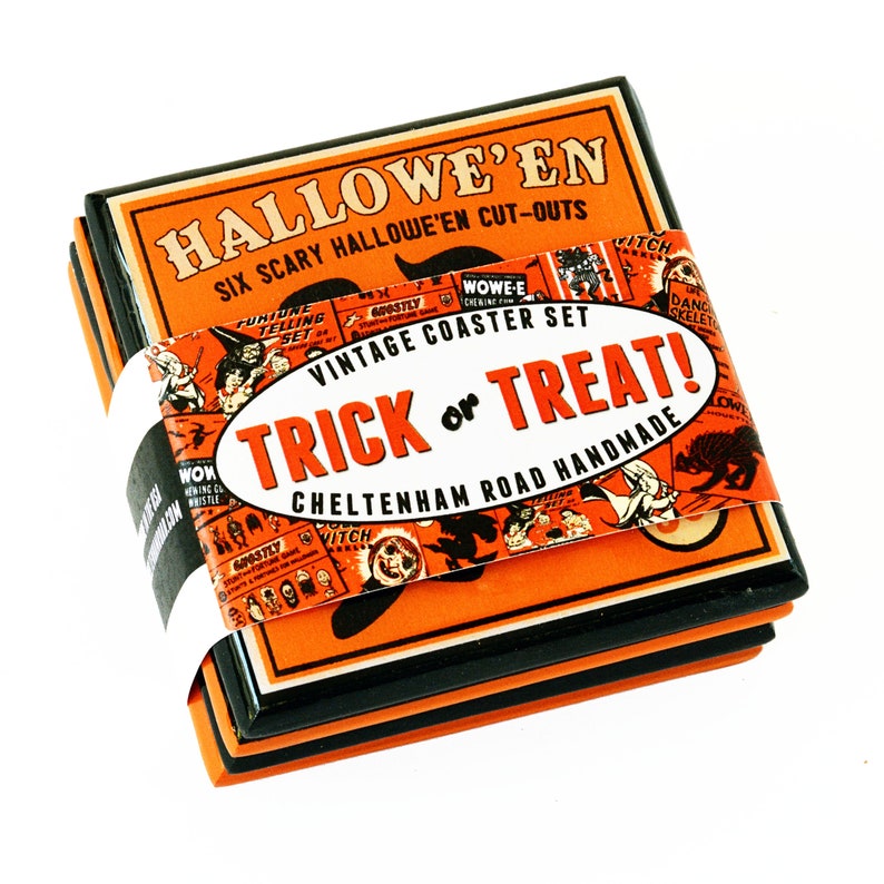 Halloween Decor Drink Coaster Set of Four Etsy