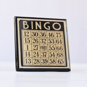 Bingo Game Card Drink Coaster Set Colorful Wood and Resin Coasters Set of Six Game Room Decor Game Night Hostess Gift Idea image 4