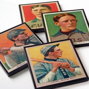 Set di sottobicchieri in legno e resina con carte da baseball dei Chicago Cubs, perfetti per la festa del papà