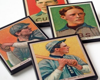 Chicago Cubs-honkbalkaartonderzetters van hout en hars, perfect voor Vaderdag