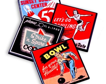 Bowling Drink Coaster Set of Four